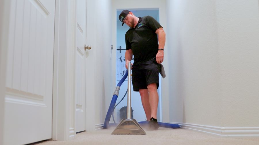 Clean Master technician cleaning carpet